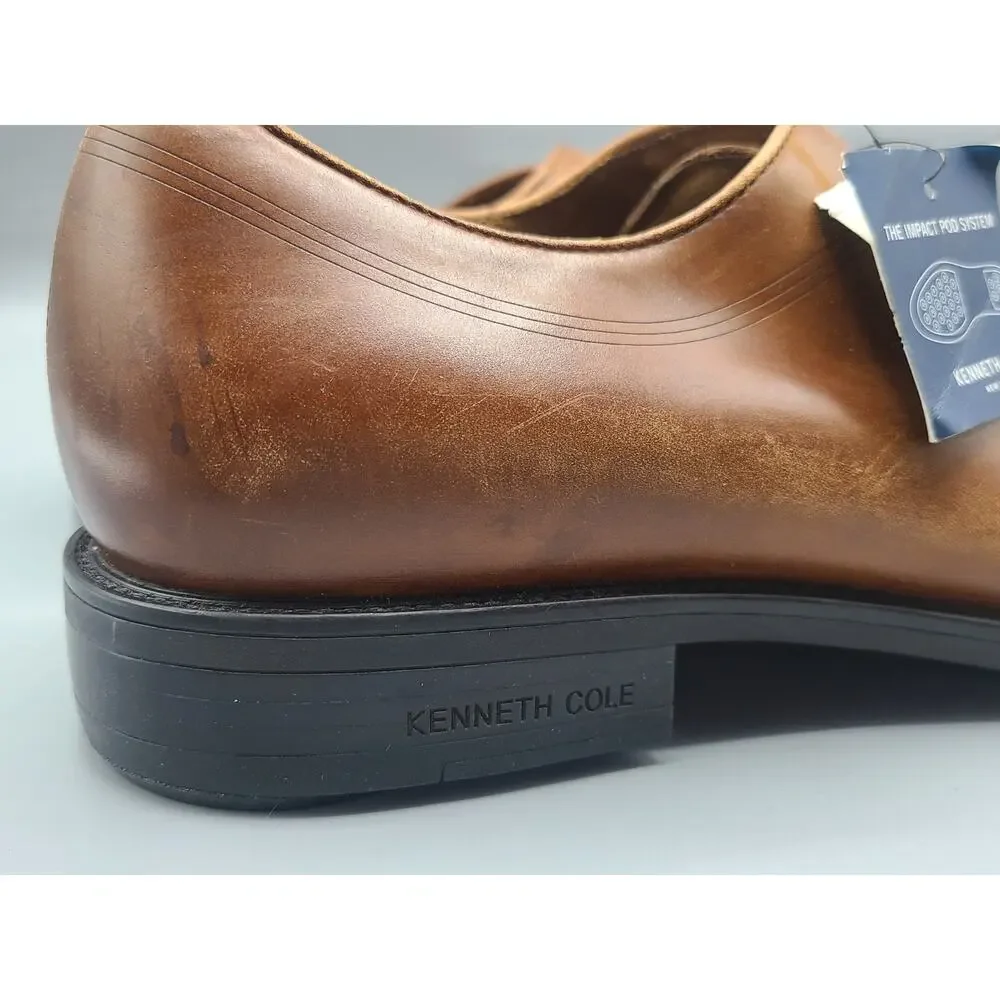 New men's 8.5 Kenneth Cole Ticketpod lace up brown leather Oxford shoes WalkBase